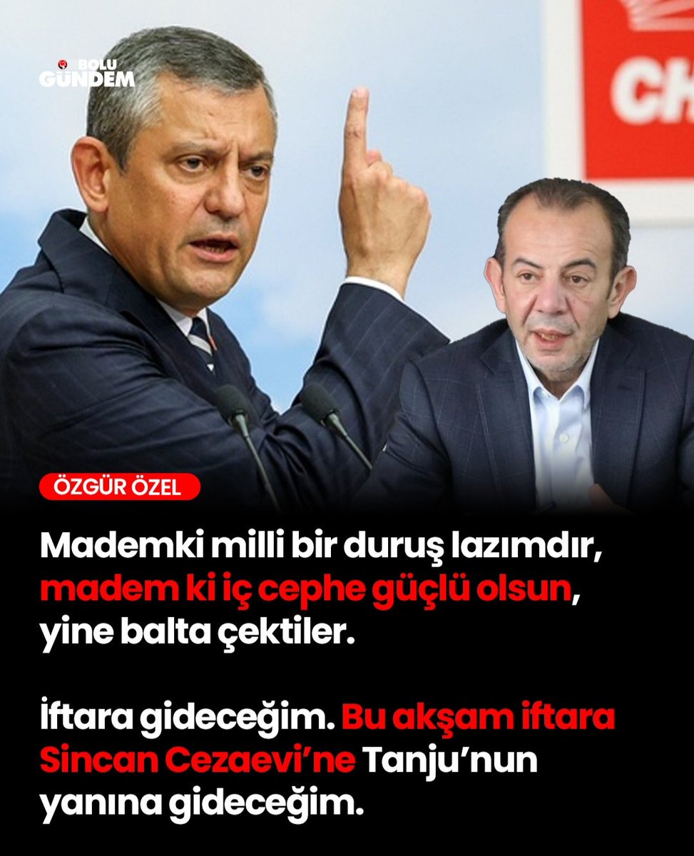 AvAliDvrmAn's tweet photo. Dün vatandaşın cebinden 'Karamelize soğanlı avakado favalı enginar" ile başlayıp, 'Keşkek yatağında dana antrikot' ile biten avanta iftar yemeği dururken;

iftarını Sincan cezaevinde yatan Tanju Özcan'la simit, peynir yiyerek açan Özgür Özel ve CHP heyetini protesto ediyorum(‼️) https://t.co/eUYVYY77za