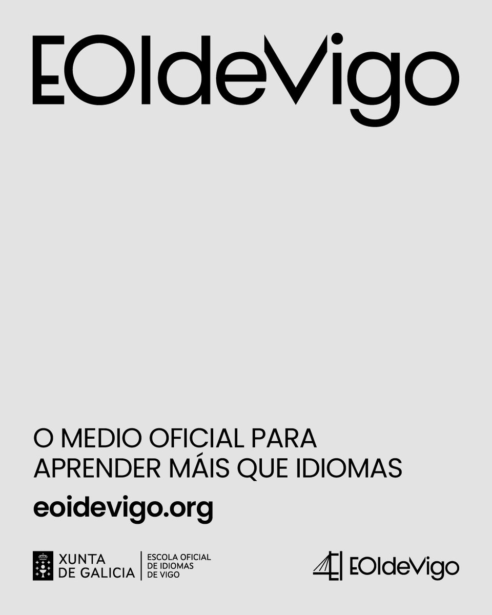 O medio oficial para aprender máis que idiomas.
 
Porque abrirse ó mundo tamén é abrirse a novas posibilidades.

Ábrete ó mundo coa EOIdeVigo.

Máis información en eoidevigo.org ou nas nosas sedes.

#EOIdeVigo #escolaoficialdeidiomas #vigo #idiomas