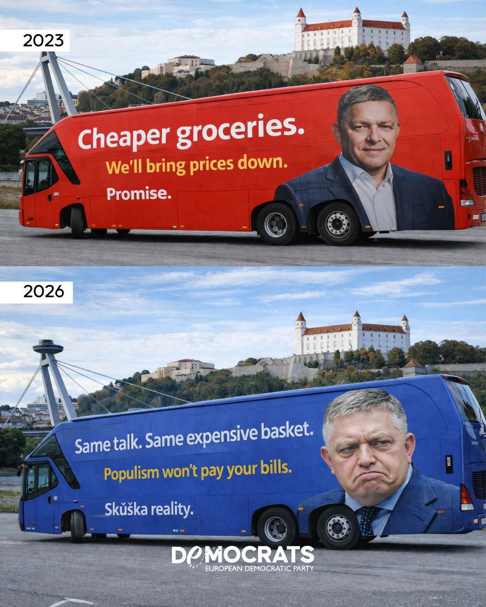 Populism always follows the same script: loud promises, disappointing results. We have seen it before — remember the famous Brexit bus promising £350 million a week for the NHS? Reality told a very different story. In Slovakia, <a href="/RobertFicoSVK/">Robert Fico 🇸🇰</a> ’s populism works the same way. While