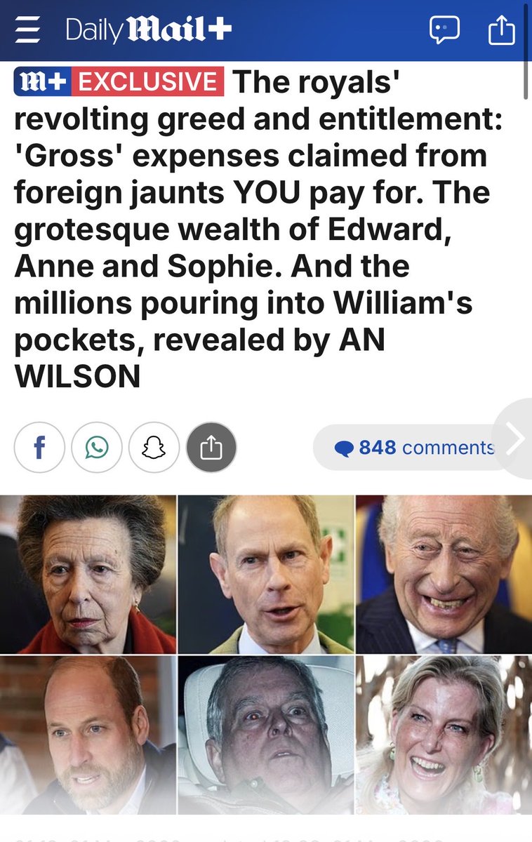 King0243_PJC's tweet photo. Hardest working royals’ my foot. 😂 Even the Daily Mail is starting to wonder why we are subsidising secret foreign investments and massive travel expenses while the rest of the country struggles.

When your own propaganda machine turns on you, it’s over. The books need to be opened.  #Royals #DailyMail #AbolishTheMonarchy #EpsteinFiles