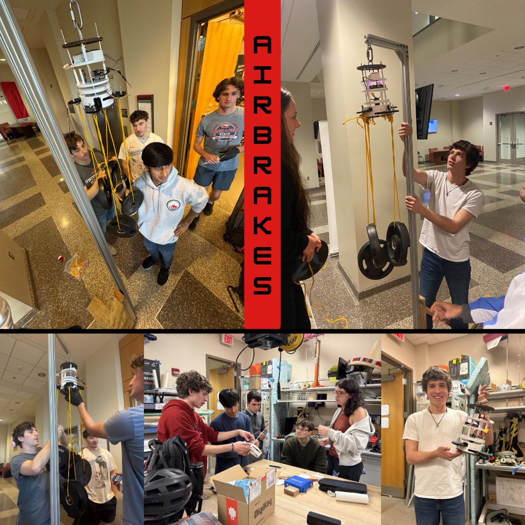 NCSURocketry's tweet photo. 2/15–2/21: 
Focused on launch prep. Bulkhead + ejection testing complete, GrAVE &amp; Zombie systems verified, full-scale airbrake CAD assembled, fin weight testing done. Wolfworks: mini cat claws retested, DMS motor fins made, and bulkheads drilled!
#ncspacegrant #nasastudentlaunch https://t.co/3qguX2ELr7