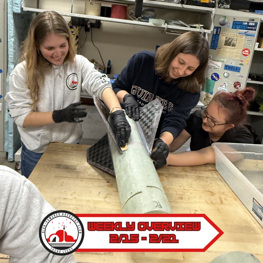 NCSURocketry's tweet photo. 2/15–2/21: 
Focused on launch prep. Bulkhead + ejection testing complete, GrAVE &amp; Zombie systems verified, full-scale airbrake CAD assembled, fin weight testing done. Wolfworks: mini cat claws retested, DMS motor fins made, and bulkheads drilled!
#ncspacegrant #nasastudentlaunch https://t.co/3qguX2ELr7