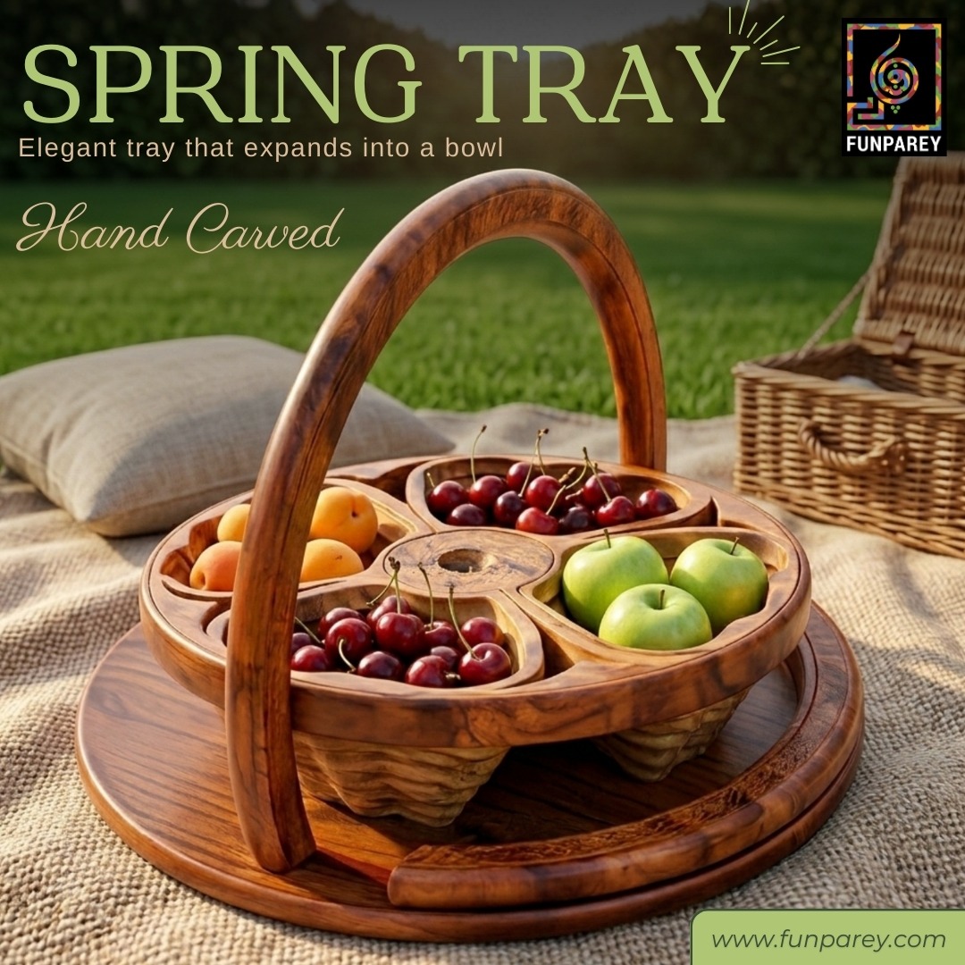 Funparey's tweet image. Flat tray or deep bowl? Why not both! 🪵 12" Premium Wooden Spring Tray with a unique transforming coil design. Heavy-duty build (1.5kg) treated for longevity. 

Order yours here: funparey.com/product/wooden… 

#Funparey #WoodenSpringTray12Premium
