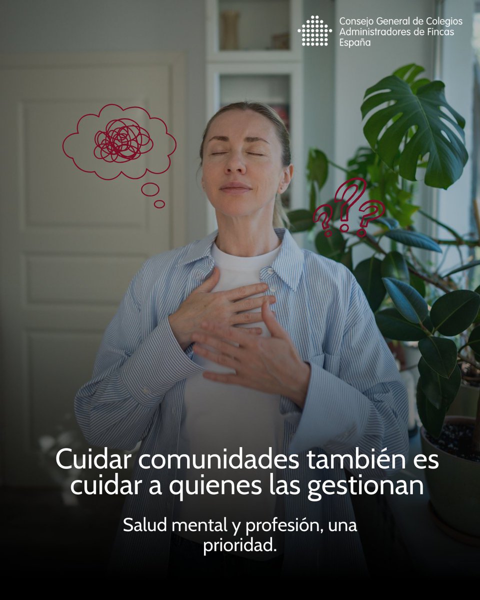 CGCAFE_AAFF's tweet photo. La profesión evoluciona. Las responsabilidades crecen. Y el bienestar de quienes la ejercen también importa 🫶

El CGCAFE y el Consejo General de la Psicología han firmado una alianza para analizar la situación emocional de los administradores de fincas y desarrollar herramientas específicas de apoyo profesional.

☝️Porque cuidar comunidades también implica cuidar a quienes las gestionan. La salud mental ya no es un tema secundario en el sector. Es una prioridad.

#CGCAFEComunica #CGCAFE #AdministradoresDeFincas #SaludMental #ProfesiónAF #BienestarProfesional