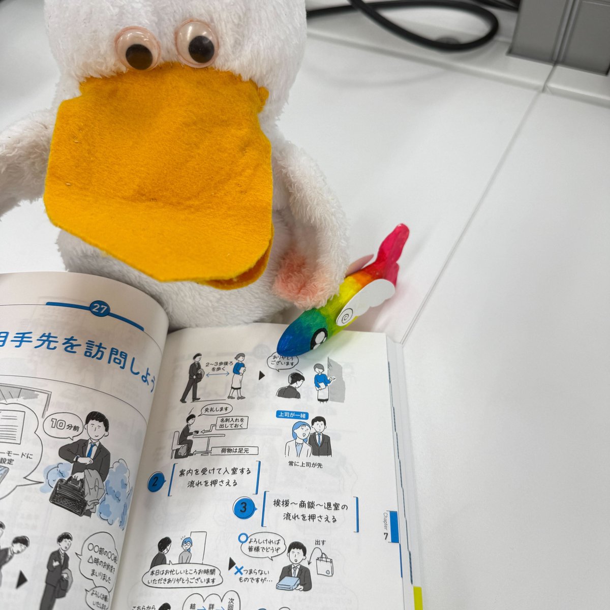 shoperi_tobi's tweet photo. 今日は #差し入れの日 みたいペリ。今日発売の『3コ��でわかる ビジネスマナー』を読んでたら、差し入れを渡してるページがあったペリから練習してみたペリ～！イラストが多くてわかりやすいペリ✨️

でも、トビーに「載ってるのは差し入れというより手土産だと思うよ」って言われたペリよ……🥺 https://t.co/piCwkRFqnh