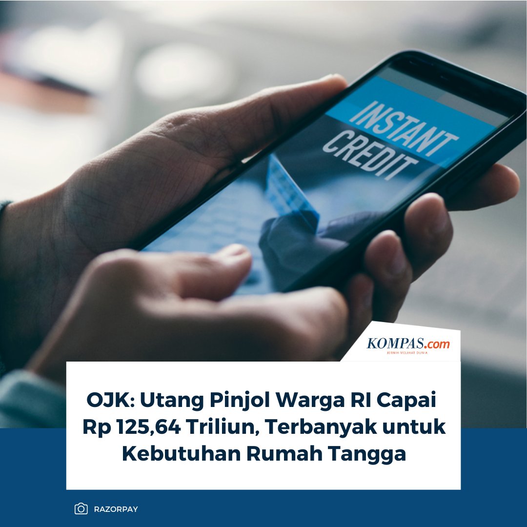 kompascom's tweet image. Otoritas Jasa Keuangan (OJK) mencatat utang pinjaman online (pinjol) masyarakat Indonesia pada Januari 2026 mencapai Rp 125,64 triliun.

Baca selengkapnya: money.kompas.com/read/2026/03/0….

~SN #Pinjol #PinjamanOnline #OJK