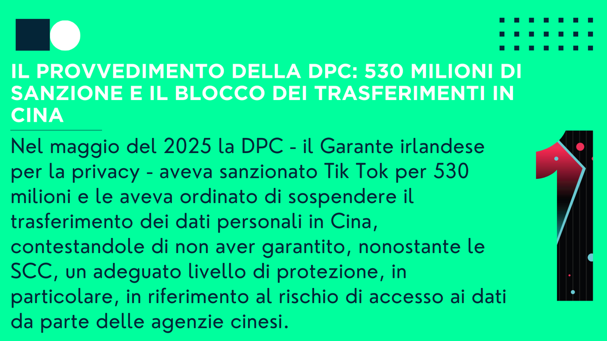 guidoscorza's tweet photo. #PrivacyDaily | In Irlanda iniziato, davanti all’Alta Corte, il procedimento d'appello di Tik Tok contro il provvedimento sanzionatorio (530 milioni) e correttivo della DPC in particolare in materia di trasferimento in Cina dei dati personali di chi vive in Europa. Qui per chi volesse approfondire: https://t.co/3Fqpp2ADnZ