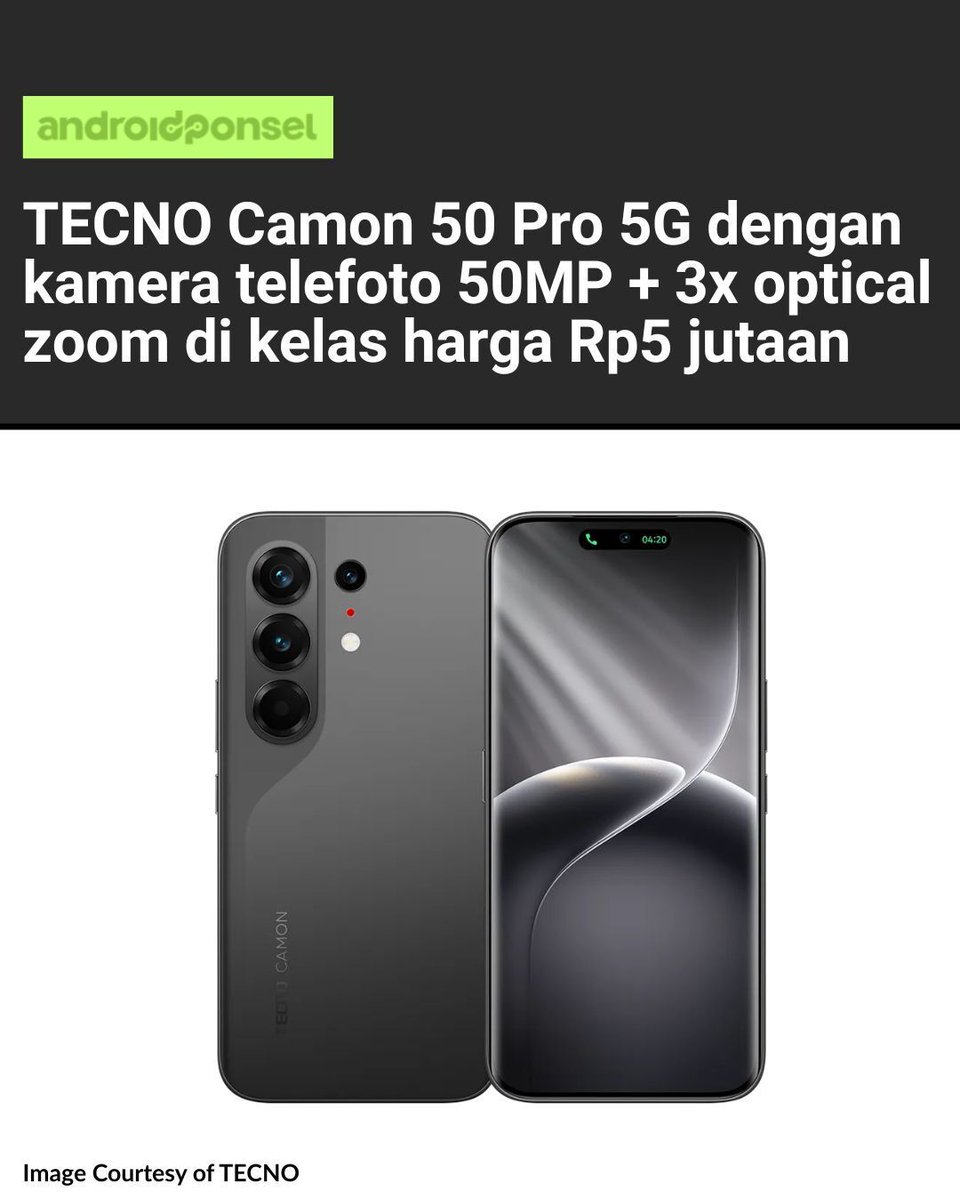 androidPonsel_'s tweet image. TECNO Camon 50 Pro 5G hadir dengan kamera telefoto 50MP + 3x optical zoom di kelas harga Rp5 jutaan.

HP ini juga membawa layar AMOLED 144Hz, Dimensity 7400 Ultimate, dan baterai 6500mAh.

Detail spesifikasi lengkapnya 👇
androidponsel.com/tecno-camon-50…

#smartphone #android #gadget