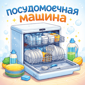 家電から連想して動詞を覚える⑤

家事の負担をぐっと減らしてくれる「食洗機」。ロシア語ではпосудомо́ечная маши́на といいます。
「食器」はロシア語でпосу́да。「洗う」はмыть です。мыть は現在形でя мо́ю, ты мо́ешь のように活用します。