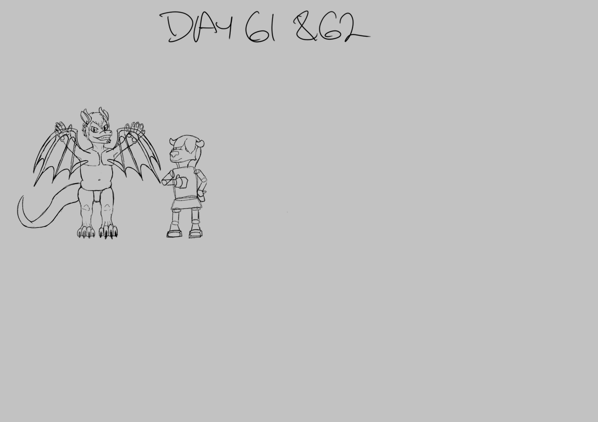 Day 60 &amp; 61 Did some chibi style Tor and <a href="/FluffyDurg/">Detante</a>. Focused on him more because he has a lot mroe going on for his character. Surprisingly his eyes are probably the best eyes I have done though he looks a bit like a digimon because of it. *shrug* oh well!