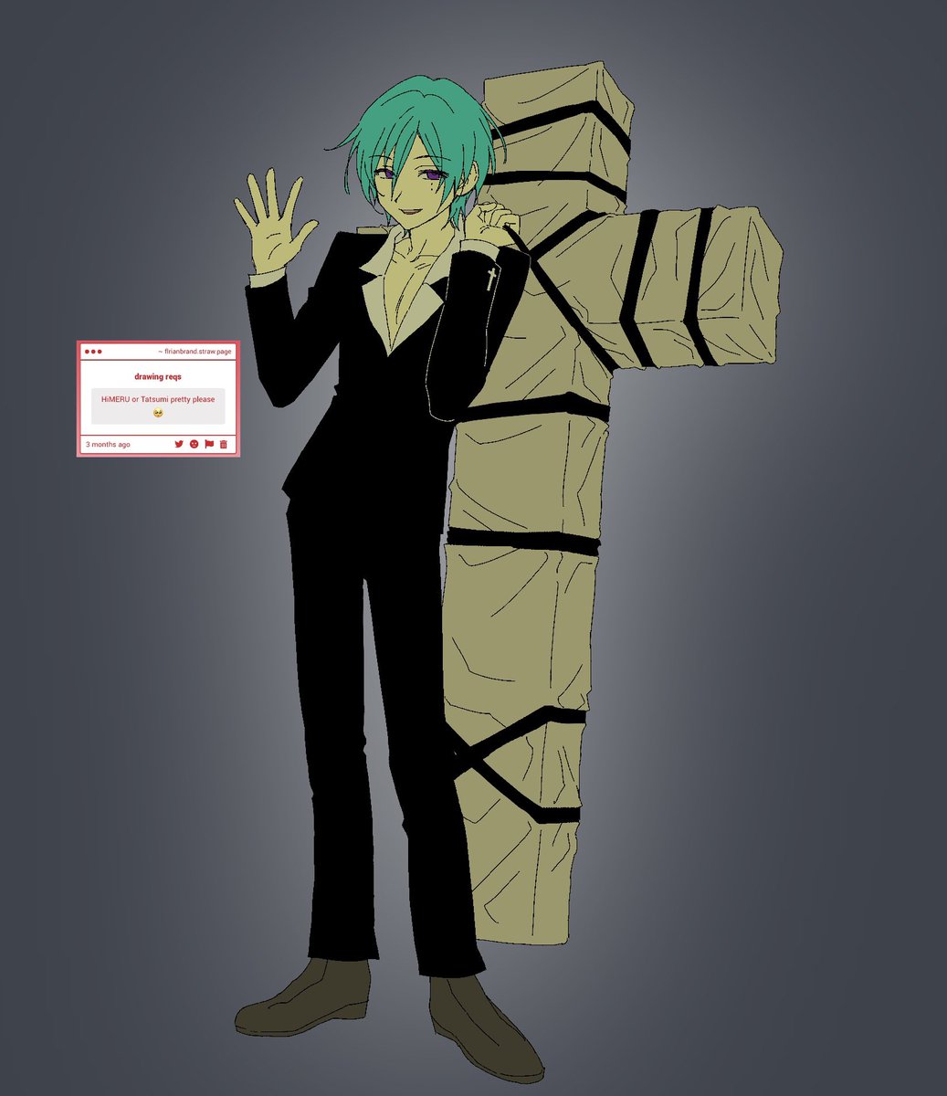 gujidoka's tweet photo. tatsumi in the wolfwood getup https://t.co/ESfe1GvWLc