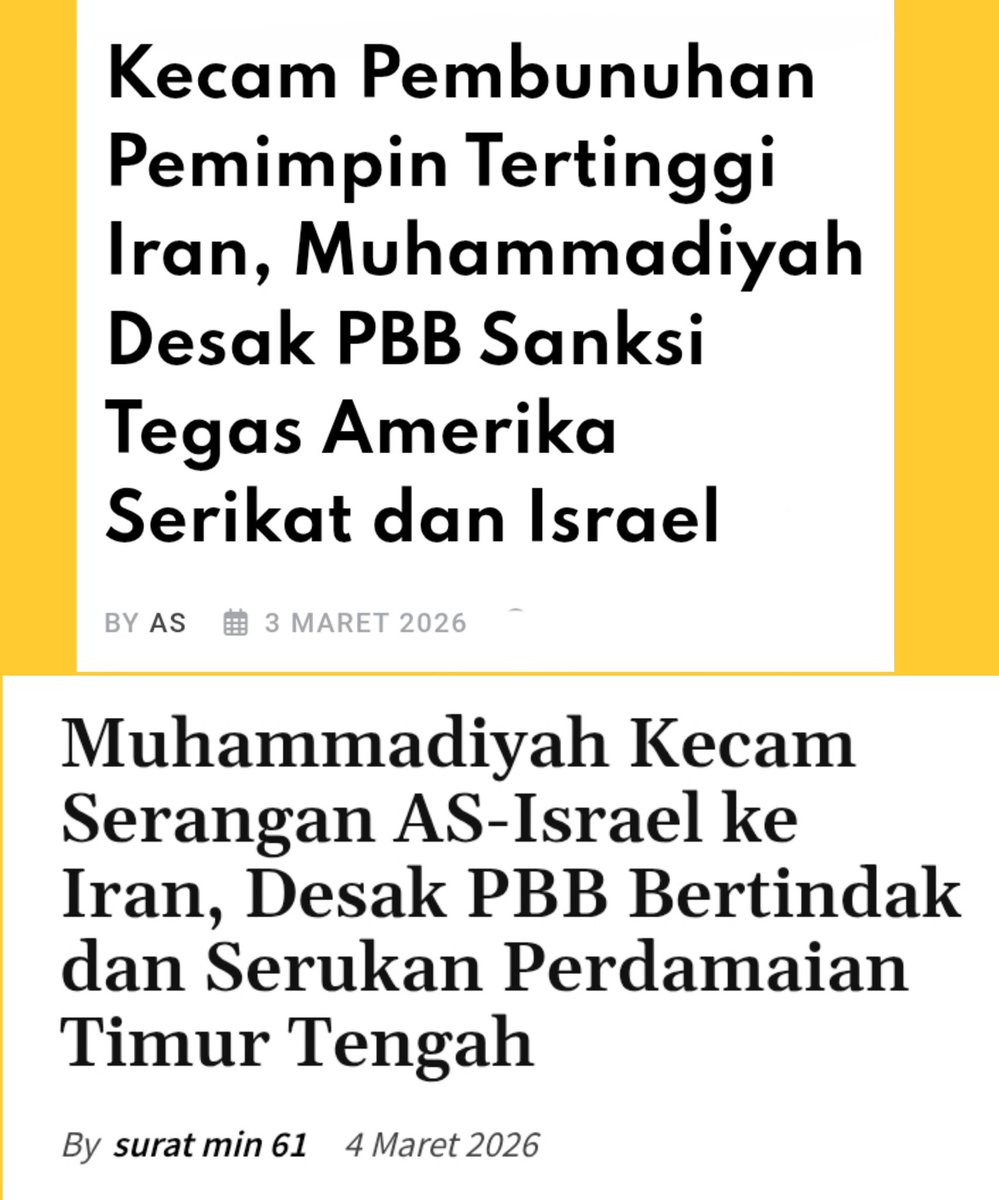 <a href="/HisyamMochtar/">Hisyam Mochtar</a> Ingat, Qur'an sudah menyebutkan "Dan Kami wahyukan kepada Bani Israil dalam kitab itu:
Kamu pasti akan membuat kerusakan di bumi ini dua kali." (QS. Al-Isra: 4).
_______
Ternyata masih ndableg dungu berkawan dan mendukung pada bangsa perusak Amrik cecunguk Zionis laknatullah.