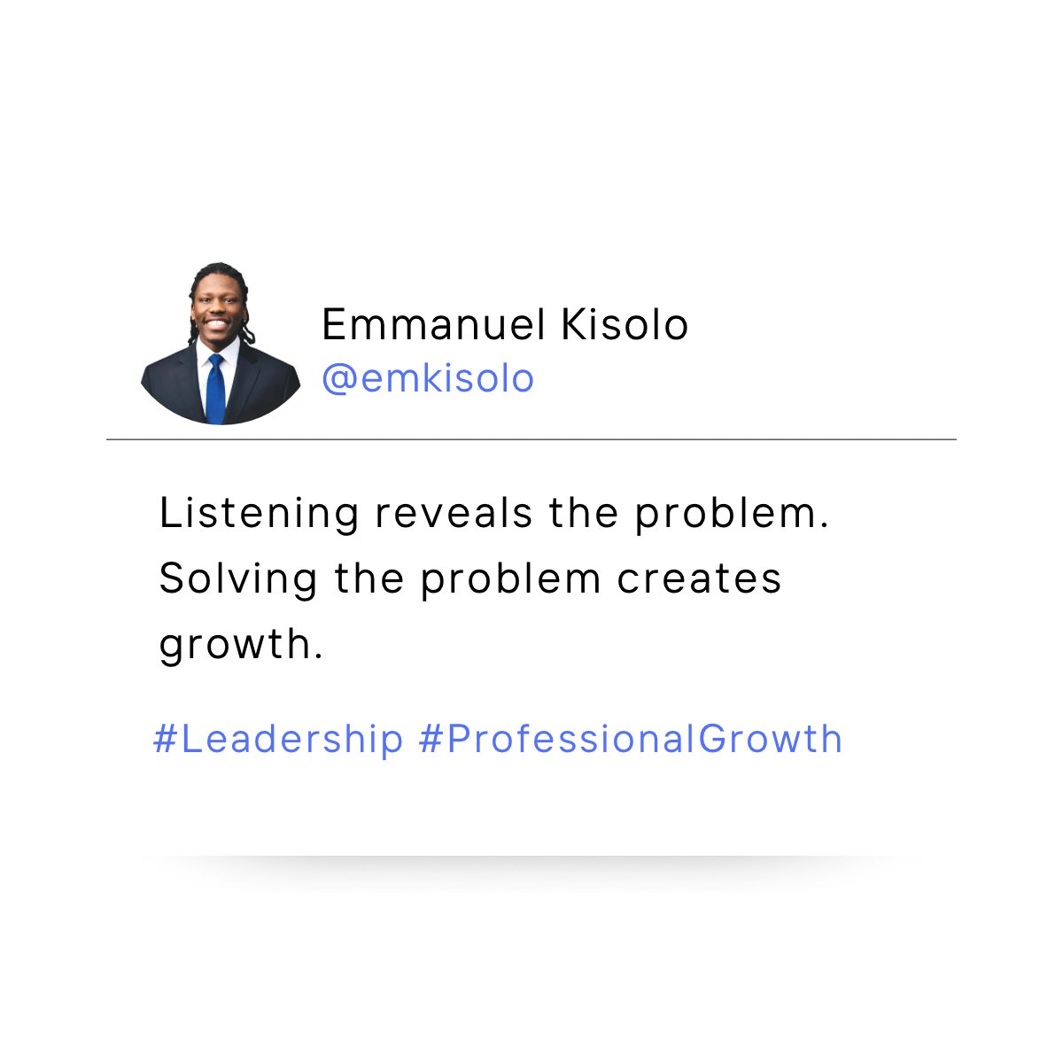 emkisolo's tweet photo. During my time in the insurance industry, I learned this:

The product was not the problem.
The process was.

We listened to customers, automated underwriting for key products, and reduced friction.

Listening reveals the real opportunity. https://t.co/obbq1Fwqx1