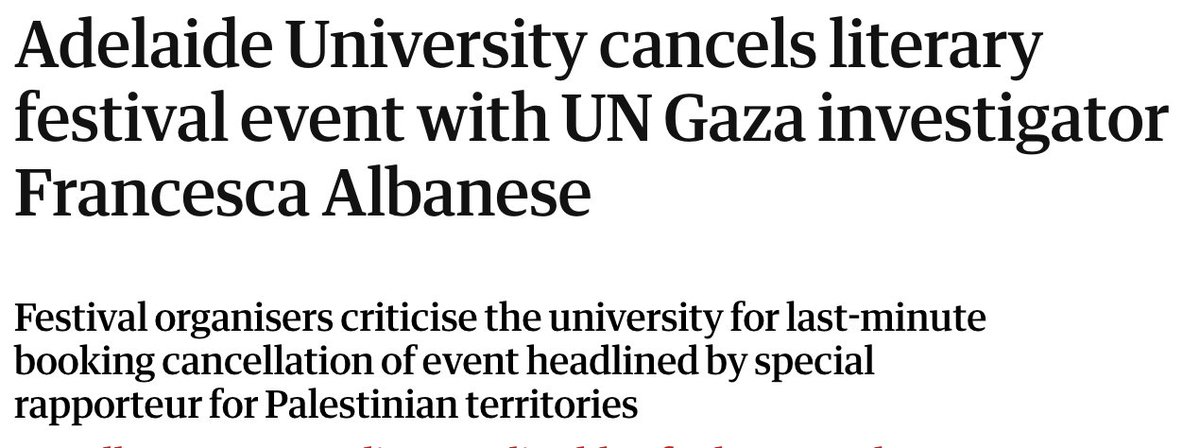 Of course. Which Zionist made the call to Adelaide University? This follows a familiar pattern, a last minute cancellation to inflict maximum damage. #AUSPOL