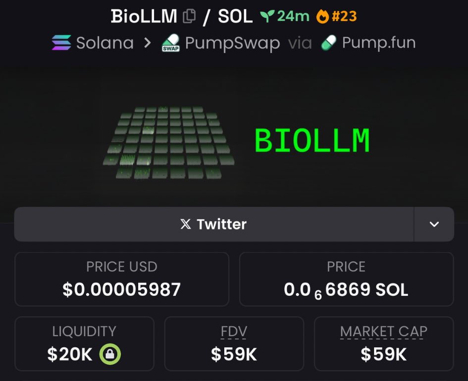 Mcap_Sniper's tweet image. Highlighted $BioLLM at $59K Mcap in my private Tg

9oxGicd5KXNcthYM6yD23X9zcznQVnHjrAEN38fFpump

#BioLLM #nemecoin