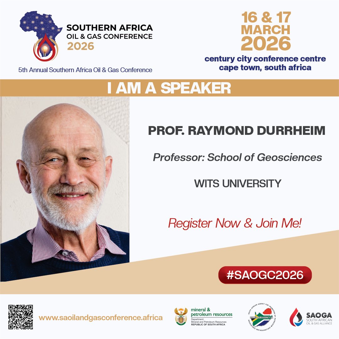 We’re gearing up to host the 5th #SAOGC2026 in Cape Town on 16–17 March 2026. Proud to announce PROF. RAYMOND DURRHEIM as one of the speakers! Register Now: docs.google.com/forms/d/e/1FAI…

#OilAndGas