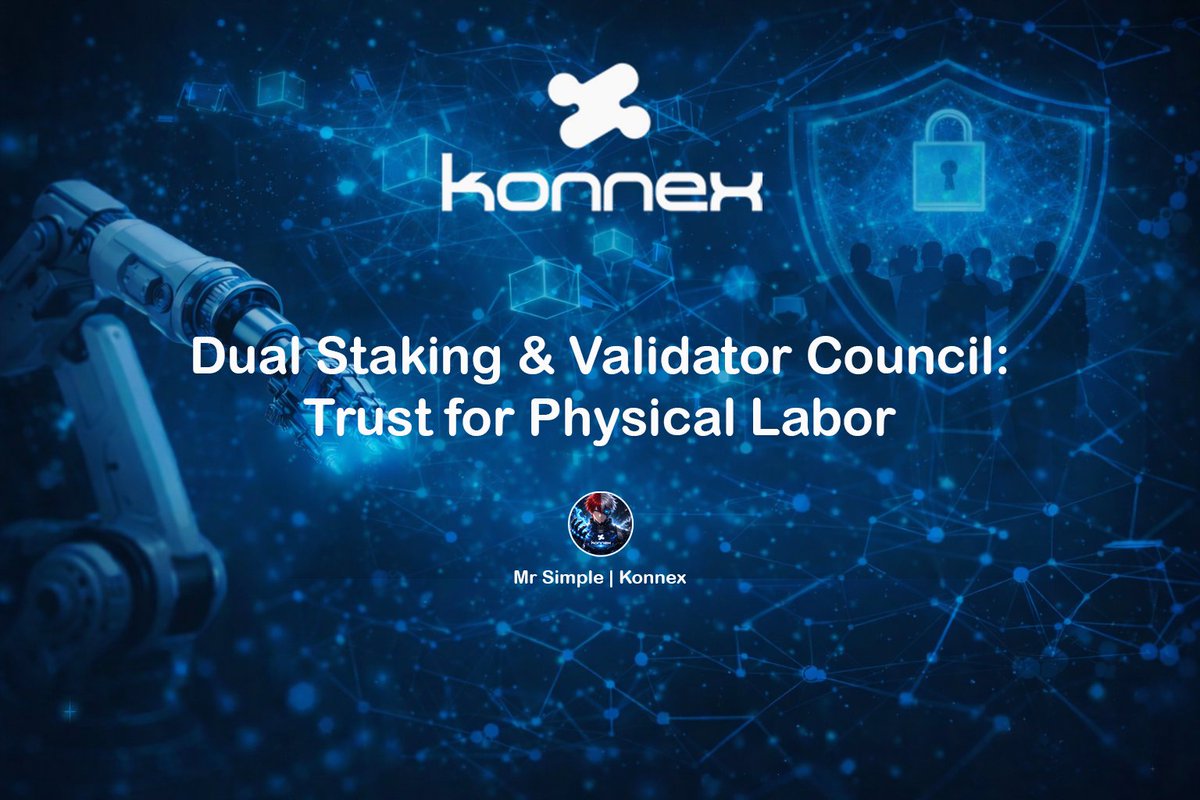 mrNhanNguyen's tweet photo. Dual Staking & Validator Council: Trust for Physical Labor.

Blockchain has solved the problem of trust in digital assets. But how do we ensure trust in physical actions? Konnex is attempting to answer that question through a dual staking mechanism and a validator council.

A robot can report that it has completed a task, but the system still needs an independent method of verification. Proof-of-Physical-Work combined with validator staking creates a mechanism for incentive alignment: anyone who verifies incorrectly faces economic loss. This is game theory applied to the physical world.

What makes this model unique is the shift in the concept of “security.” It is no longer just about protecting data or tokens, but about securing real-world actions themselves. When validators are financially incentivized to maintain accuracy, data from robots can become trustworthy without relying on a centralized company for oversight.

If this mechanism achieves a high level of stability, it could become a new standard for decentralized robotics. That would mean we can build automated supply chains based on cryptographic trust rather than institutional trust.
@konnex_world