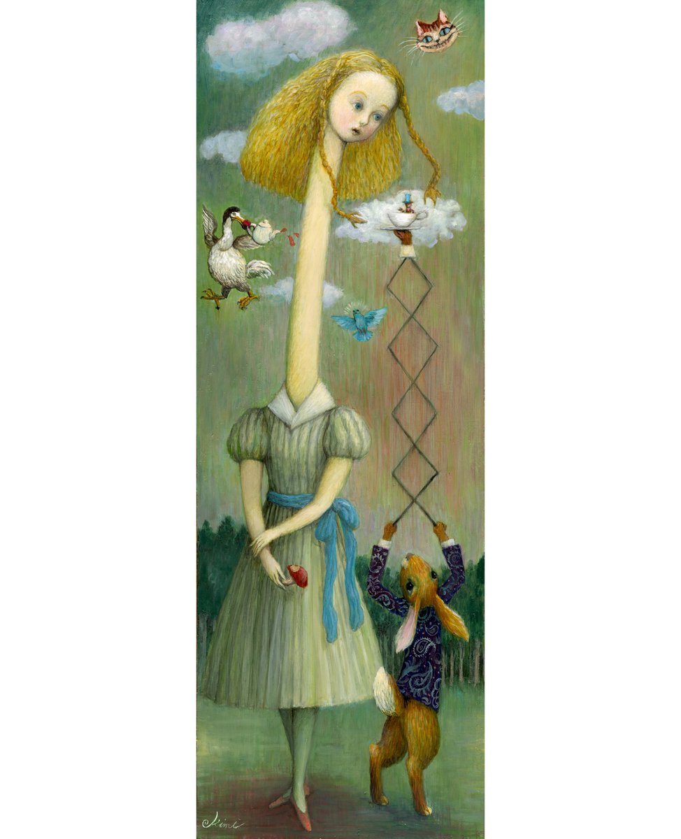 首の長いアリス』 キャンバスに油彩 【アリス】 ヤン・シュヴァンク