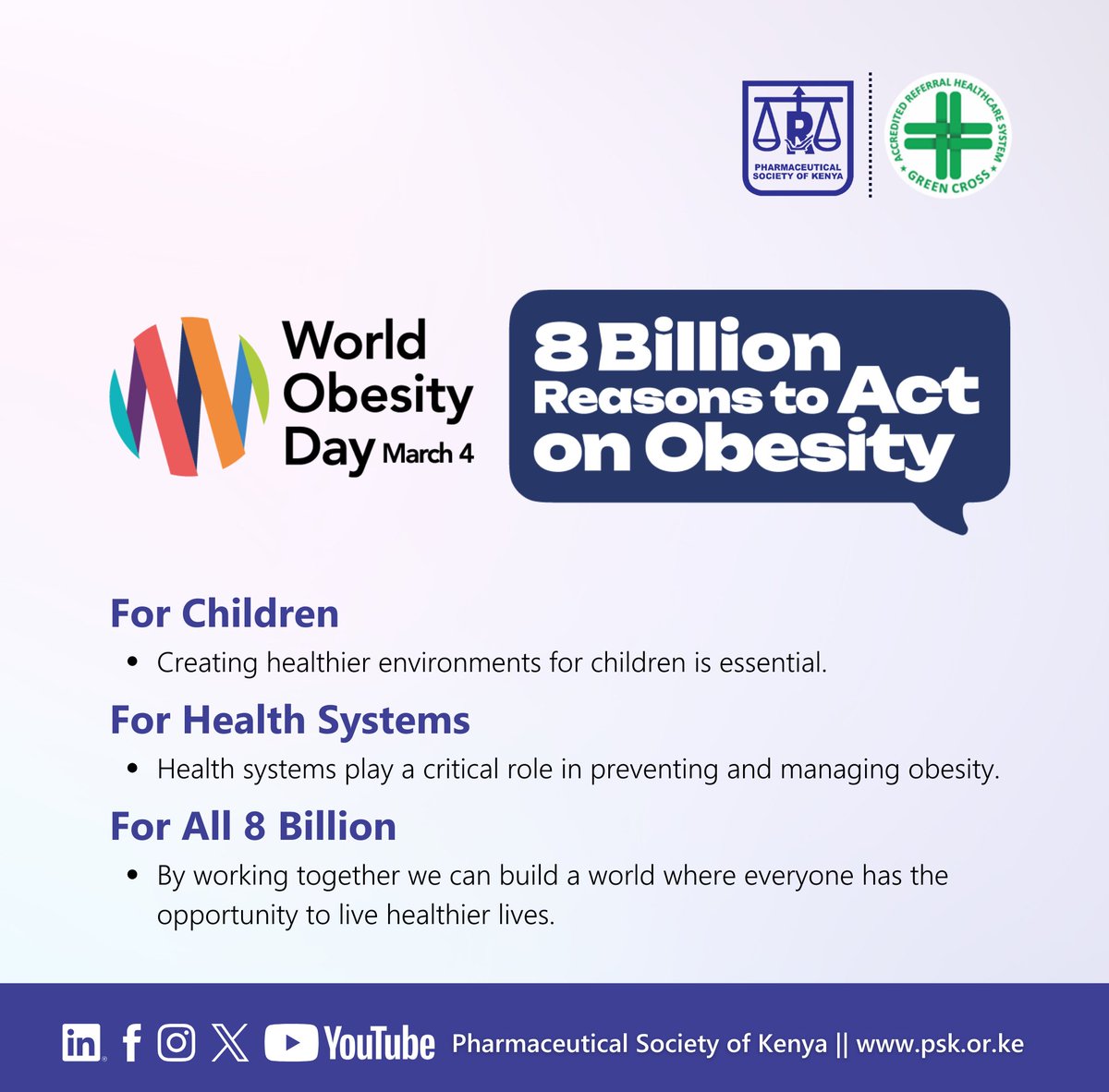 PSofKenya's tweet photo. This year, the #WorldObesityDay campaign brings together everyone affected by overweight and obesity - all 8 billion of us - with a particular focus on our most vulnerable communities: children.

 #PSK2026 https://t.co/gfKvOxMQZU