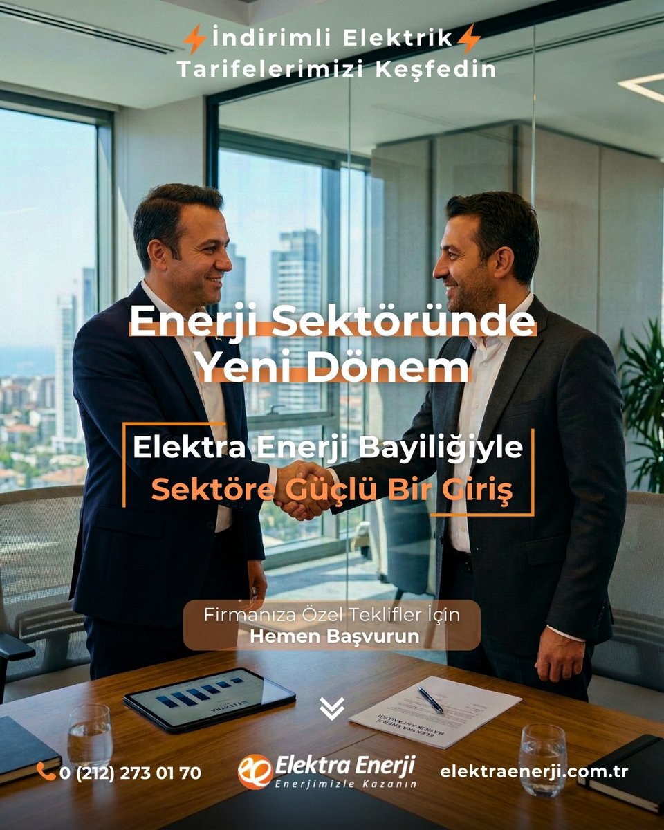 Elektra Enerji ile enerji sektöründe kendi işinizi kurun! ⚡ Serbest tüketici yönetmeliği kapsamında elektrik tedarikçisi değişikliği süreçlerinde yer alarak kazancınızı artırın. 

elektraenerji.com.tr/bayilik-basvur…

#elektraenerji #bayilikbaşvurusu #elektrikbayiliği #enerjibayiliği