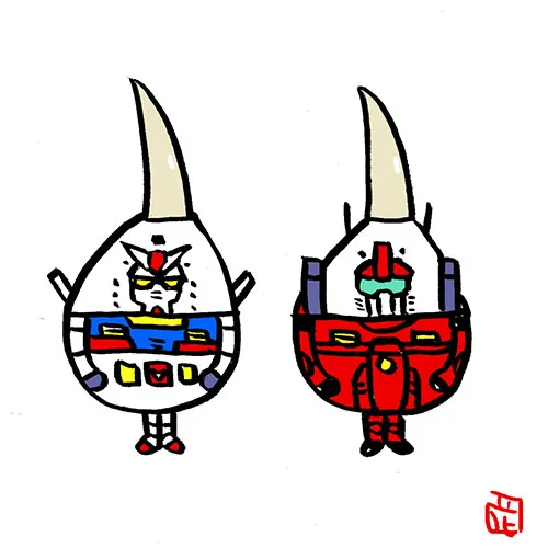 なぜ?慈姑(くわい)!?慈姑業界騒然!?イラスト。 ガンダムとキャノン〜な慈姑。 #くわいヒーローズ #機動戦士ガンダム ファンアート