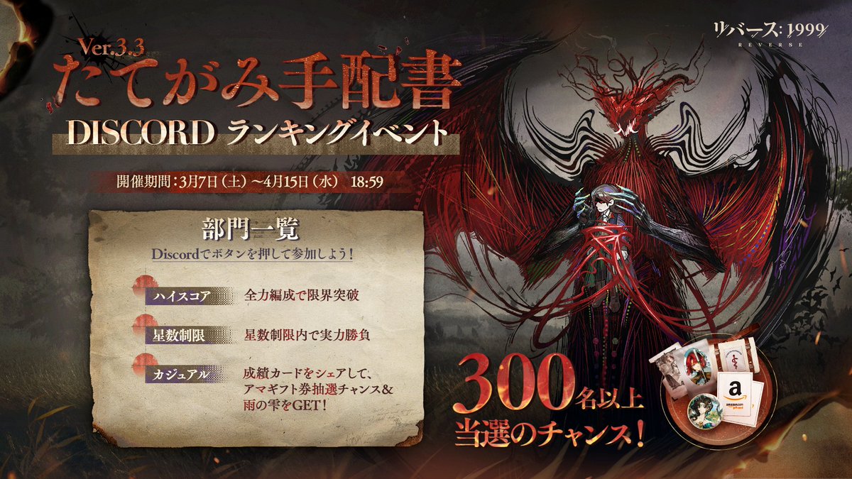 Discordイベント「たてがみ手配書コミュニティランキング」が開催中