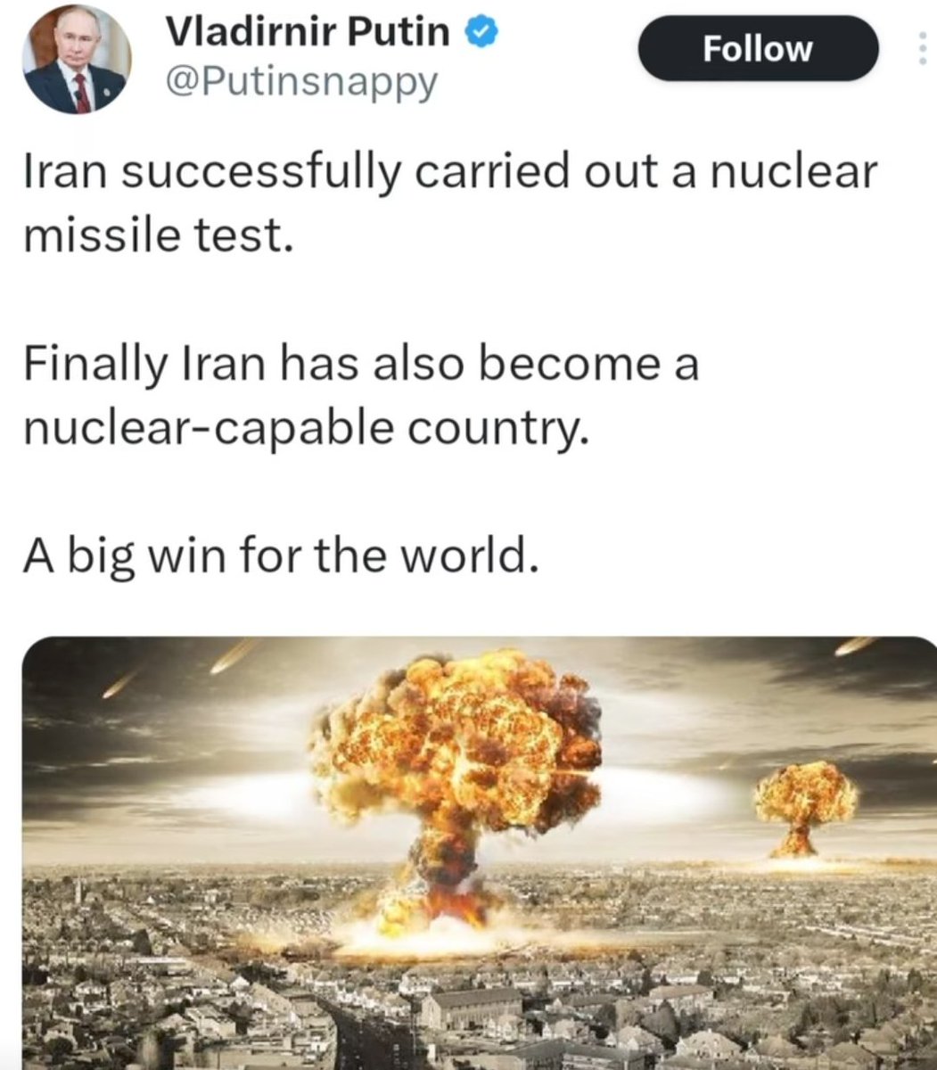 Rizvana_Raza's tweet image. पुतिन साहब ने दावा किया है कि ईरान एक नुक्लेअर पावर बन गया है #iran #nuclearpower #vladimirputin #statement #viral  #Iran #IranWar #IsraelIranWar