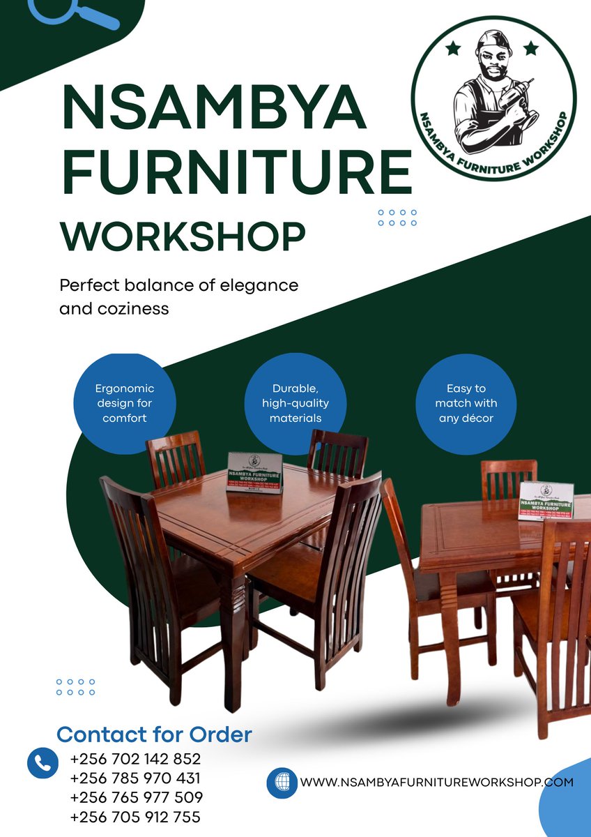 NsambyaUg's tweet image. Your house is good… now make it beautiful. 🏠✨
📍 Nsambya Furniture Workshop – Kampala, Uganda
📞 +256702142852 | +256785970431 | +256765977509 | +256705912755
#HomeMakeover #InteriorDecor #NsambyaFurniture #UgandaHomes #BeDifferent #LuxuryLiving