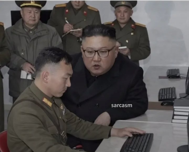 Ha_m_zaah's tweet photo. North Korea Leader: Launch a missile painted with "Made in USA" and hit our territory so I can participate in the war https://t.co/DezInxPg6O
