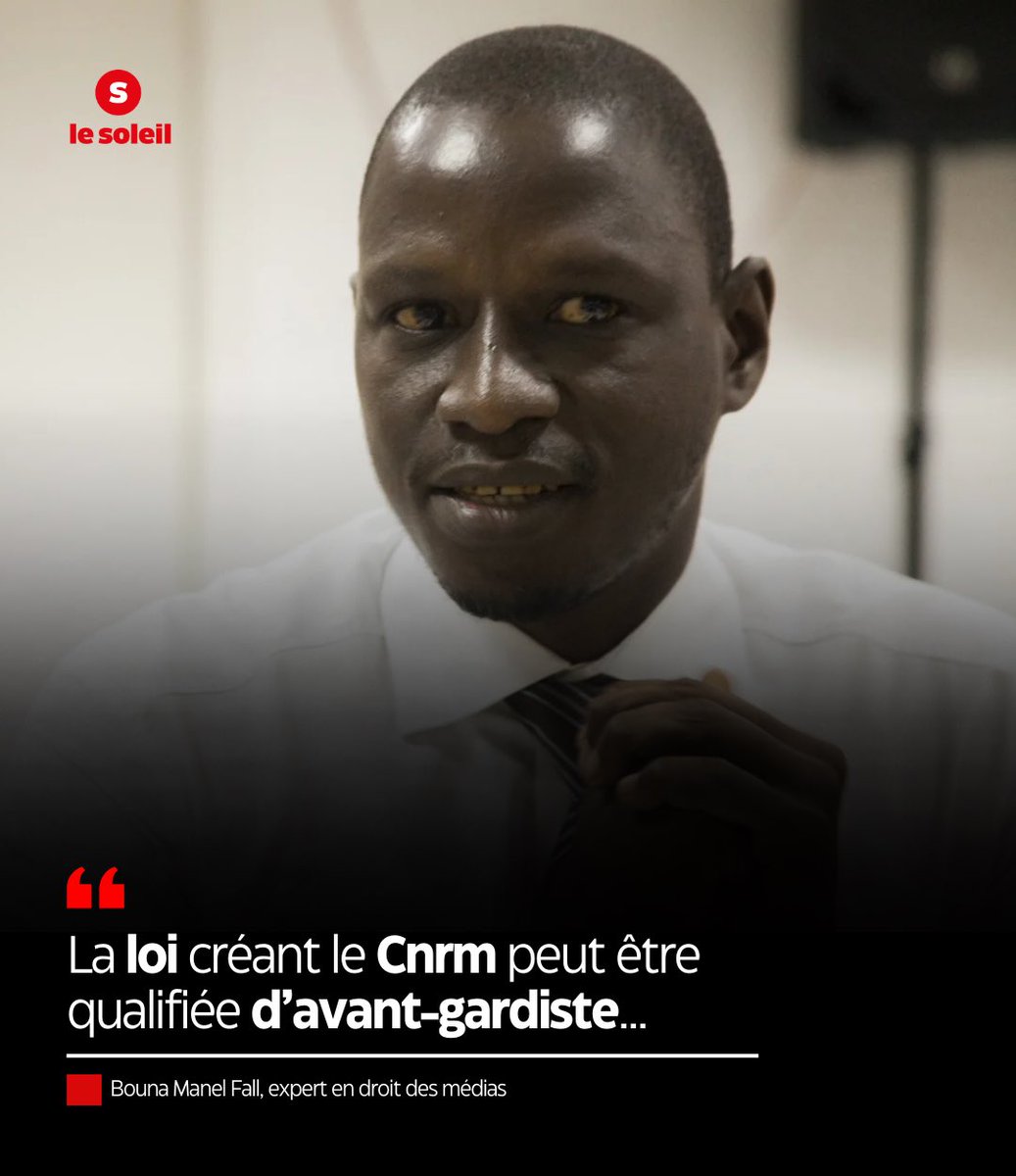 Juriste spécialisé en droit des médias, Bouna Manel Fall a pris part aux travaux d’élaboration du projet de loi portant création du Conseil national de régulation des médias (Cnrm).

➡️ urls.fr/C118Gl

#lesoleilsn