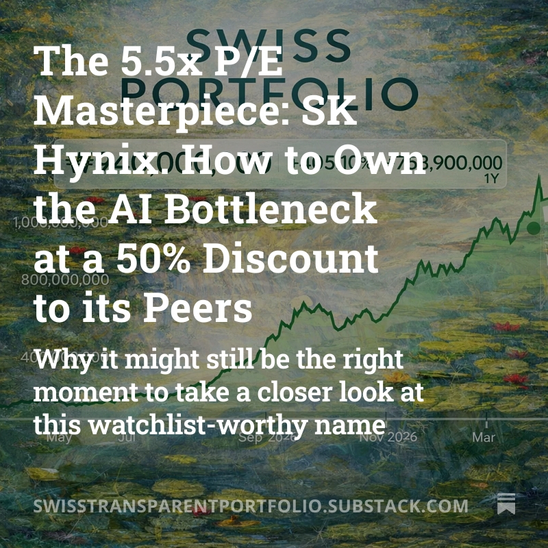 SwissTPortfolio's tweet photo. SK Hynix $000660 $HY9H

Moments like these are exactly when it pays to reopen the Excel model and check what is truly priced in. A beautiful moment of market panic while the $KOSPI sells off on macro. See the model inside 👇

Another narrative ahead of GTC 2026 is Groq. Groq does not replace GPUs, it extends the architecture. LPUs focus on ultra low latency inference, while HBM remains at the core, supporting training, prefill, high throughput workloads, and large KV cache capacity.

Read us. Join us. Sleep well. ✨