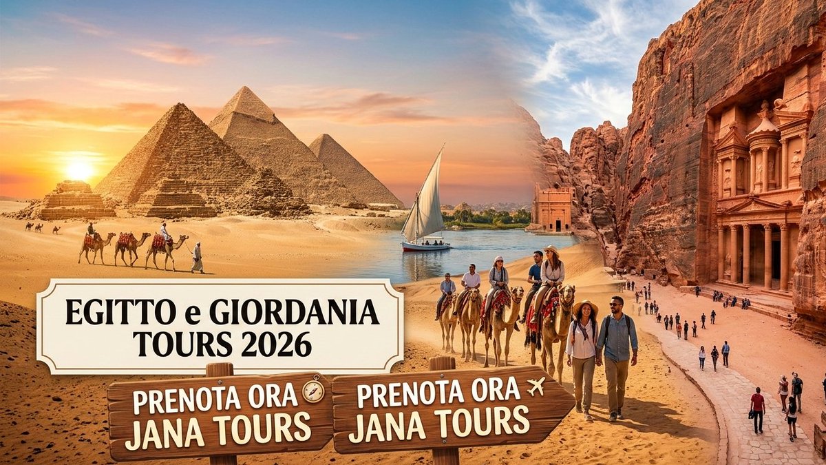 Egitto e Giordania nel 2026: Un'avventura indimenticabile!

Il nostro tour ti porterà alla scoperta dei segreti dell'antico Egitto e delle bellezze della Giordania. 🐪🌴
➡️ [bit.ly/4r8vDqI]

#Egitto #Giordania #Viaggio #Avventura #Storia #Cultura #2026 #Tour #ViaggiInEgi
