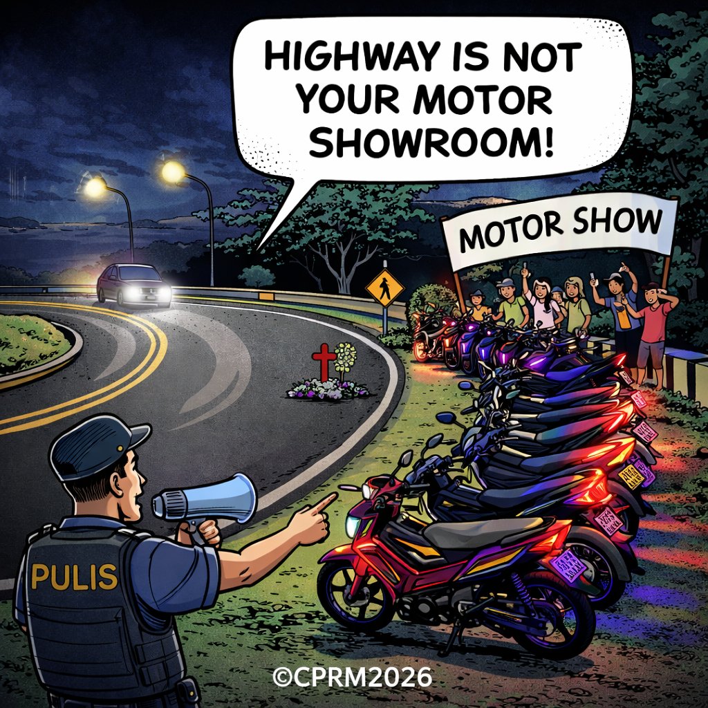 cprm013113's tweet image. Highway Is Not a Motor Showroom

A highway curve is not a parking lot. It is not a photo studio. And it is definitely not a place to line up motorcycles like a display stand.

When riders gather at night on a blind curve, park their bikes along the roadside, and treat the highway