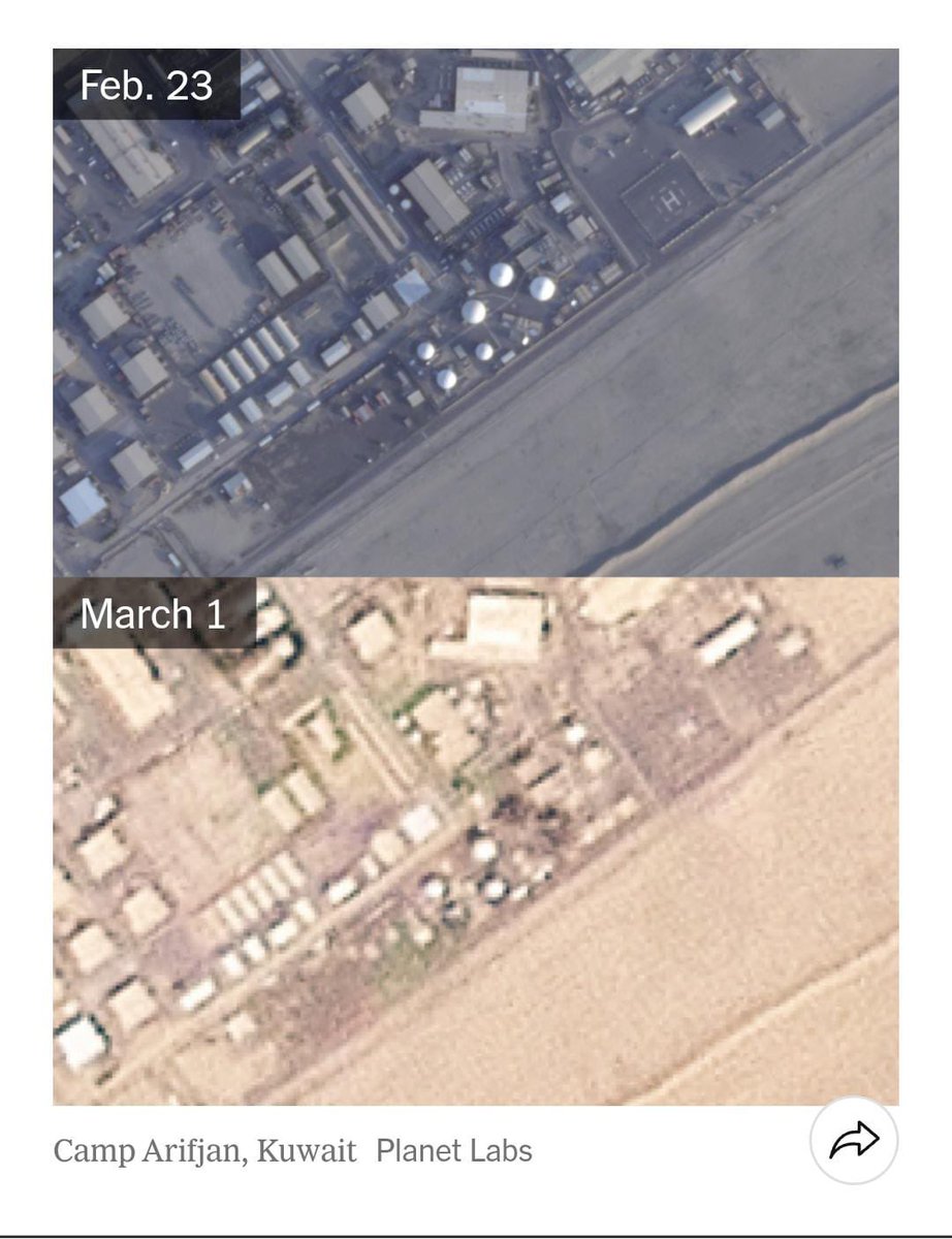 صور عبر الأقمار الصناعية تظهر أن الصواريخ والطائرات بدون طيار الإيرانية أصابت منظومات الدفاع الجوي الأمريكية وأنظمة الإتصالات المتمركزة في دول الخليج.

وبعدهم بيطلعوا العرب بقولوا انو مدنيين.