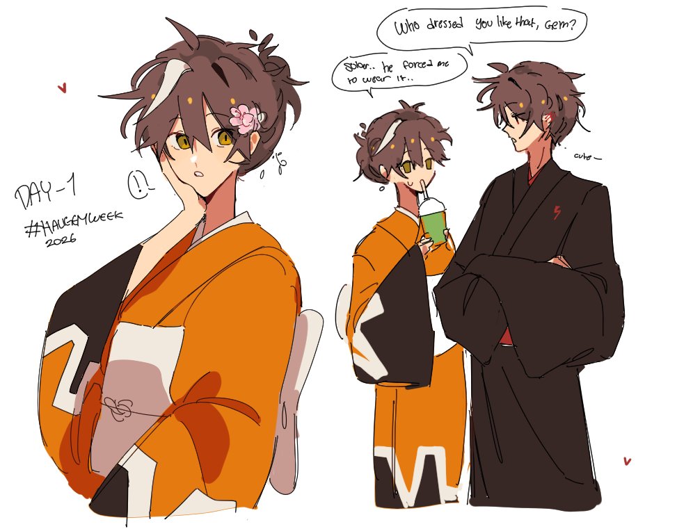 z0tosan's tweet photo. #HaligemWeek2026 #Haligem 
day 1 - matcha
it took me 3 days to draw this, Hali gave Gempa his matcha when he just arrived https://t.co/6pqUznaUoM
