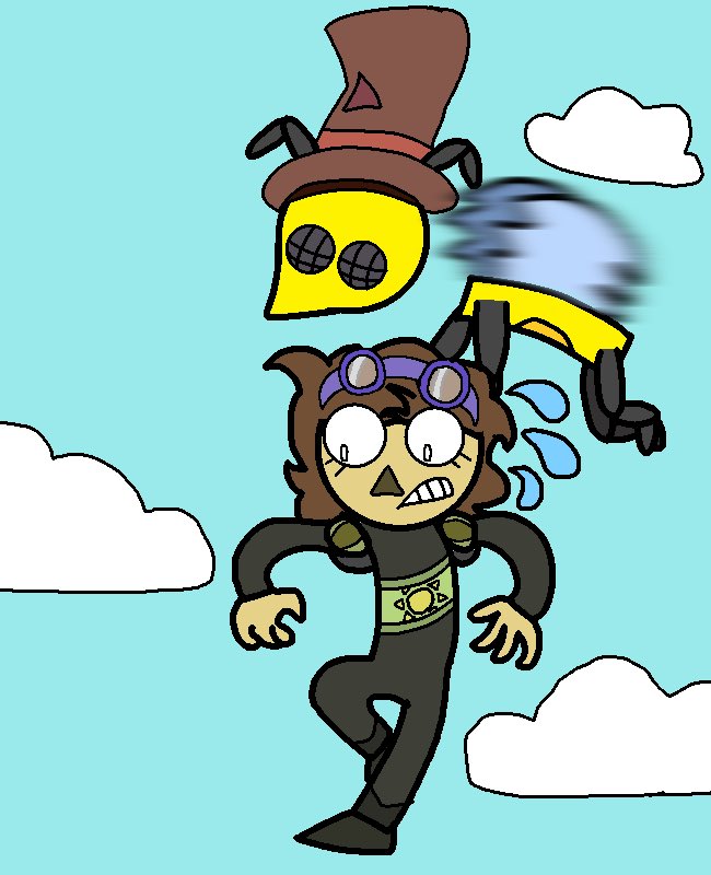 drawing number 4: one of <a href="/Dr_Sween/">ןƎ˙ɹꓷ</a>’s oc’s being carried by bee!!! i might go back and do the first 3 drawing but with less rushing but still, i’ll work on s many as i can for today!