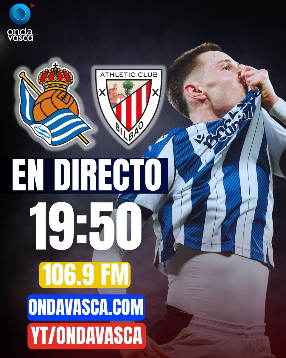 ⚔️ ESTA NOCHE TE NARRAMOS A LA REAL ⚔️

🏡 Anoeta
⏰ 19:50
📻 106.9FM / Ondavasca.com
🔴 youtube.com/@ondavasca3930

🏟️ Anoeta:

🎙️<a href="/samuvalcar/">Samu Valcárcel</a>
🎓 Gorka Zelaia
🔥 <a href="/eduvalcarcel/">Eduardo Valcárcel Moreno</a> 

📡 Estudios:

💃 <a href="/chamizo_garcia1/">Dani Chamizo</a> 

#OndaVasca #Konekta