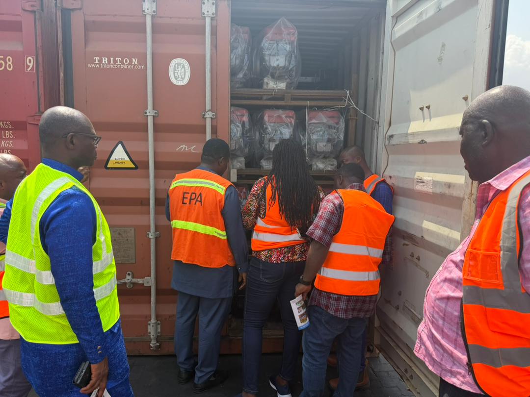 utvghana's tweet photo. The Environmental Protection Authority (EPA) has intercepted an additional 1,070 Chanfang machines concealed in separate containers at the Tema Port.

#UTVGhana https://t.co/pQB6sWxycN