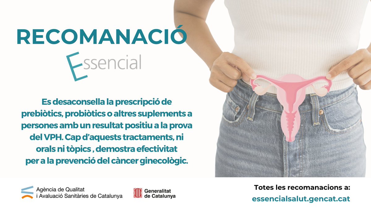 AQuAScat's tweet photo. El Virus del Papil·loma Humà és la ITS més freqüent i cal abordar-la basant-nos en l’evidència.
En el #DiaMundialdelVPH, recuperem la recomanació #EssencialSalut: L’evidència no avala l’ús de prebiòtics, probiòtics ni suplements per eliminar el #VPH.
ℹ️ https://t.co/ZvSTIvBdZg https://t.co/CDX7OusKij