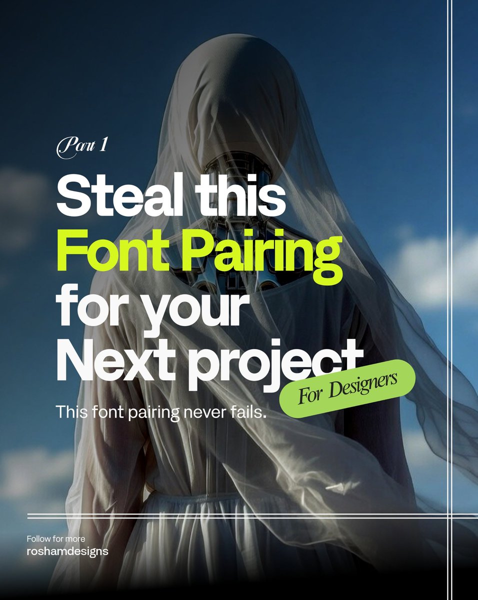 roshamdesigns's tweet image. Font pairing inspiration for your next project 

#GraphicDesign #font #design