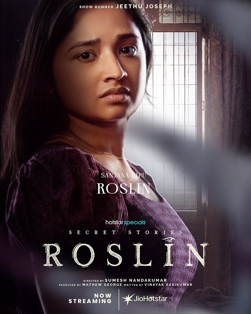 JioHotstarMal's tweet image. Introducing Sanjana Dipu as Roslin in Secret stories: Roslin, streaming exclusively on JioHotstar.

#HotstarSpecials #Roslin #Trailer #Webseries #Thriller #Drama #JioHotstar #JioHotstarMalayalam #NowStreaming