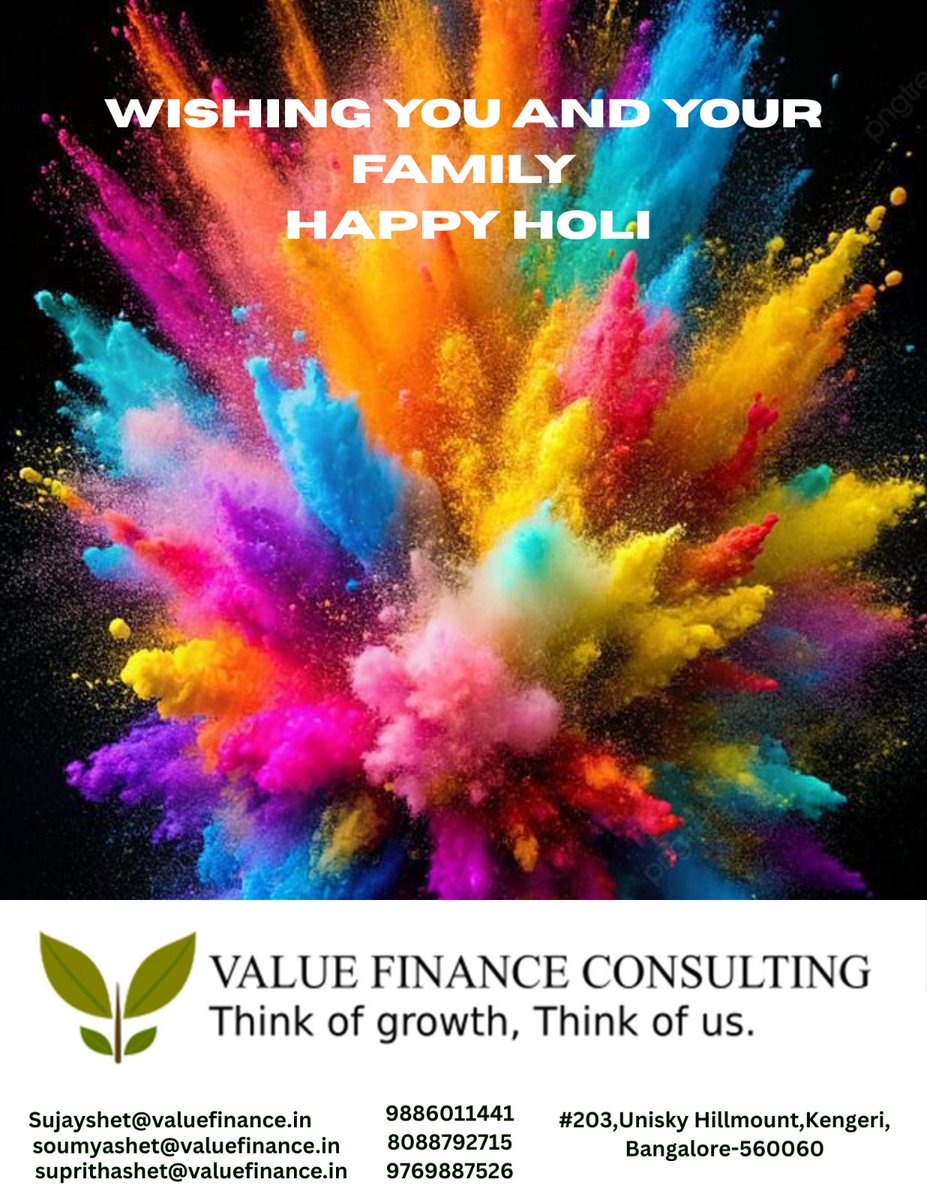 ValueFinance's tweet photo. May this festival of colours bring happiness, properity and positivity into your life.
HAPPY HOLI:)
#happyholi2026 #HappyHoli #Holi2026 #valuefinance #valuefinanceconsulting https://t.co/REaiU1hkiS