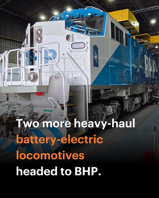 🔋 Our second set of battery-electric locomotives from Progress Rail are freshly painted and getting ready to make the journey from Brazil to Port Hedland, Western Australia.