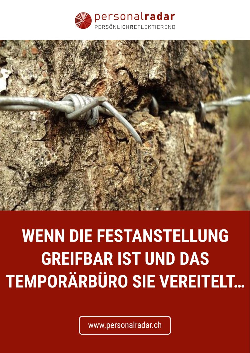 ➡️ Der schnellste Weg, einen Kunden zu verlieren? Eine Festanstellung sabotieren. Ein Temporärmitarbeiter liefert konstant ab, der Einsatzbetrieb will ihn fest übernehmen und das Temporärbüro beginnt zu bremsen, zu verunsichern und 'Supertarife' zu versprechen.

Ergebnis: