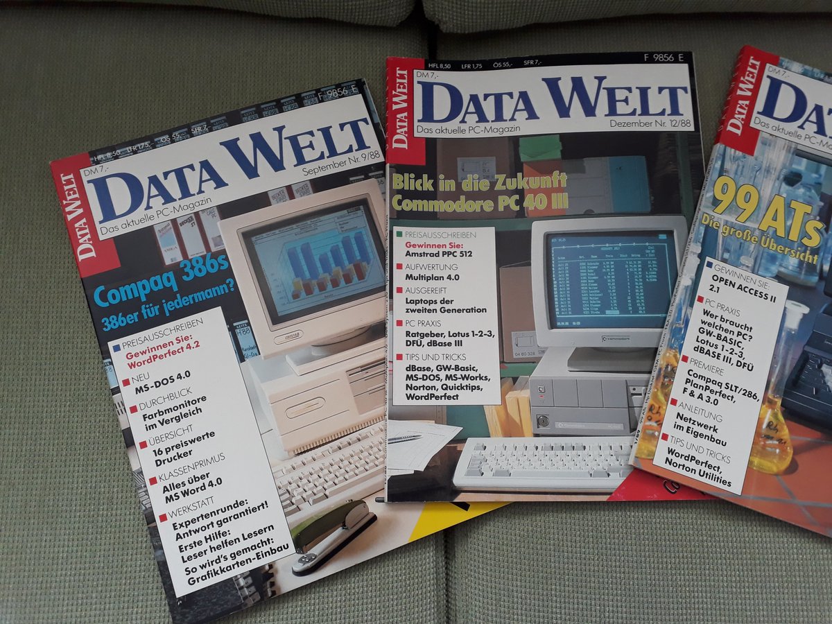 Retrojournal_de's tweet image. Retro-Schätze geborgen💾📚

Mehrere Jahrgänge DATA WELT aus ’87–’89 –
Compaq 386, 99 ATs, Atari ST, Amiga-Messeberichte, MS-DOS komplett …

Damals Zukunft.
Heute Zeitkapsel.

Bereit für die Datenbank.
Bereit für meine Sammlung.
#Retrocomputing #80er #PCGeschichte #Retrojournal