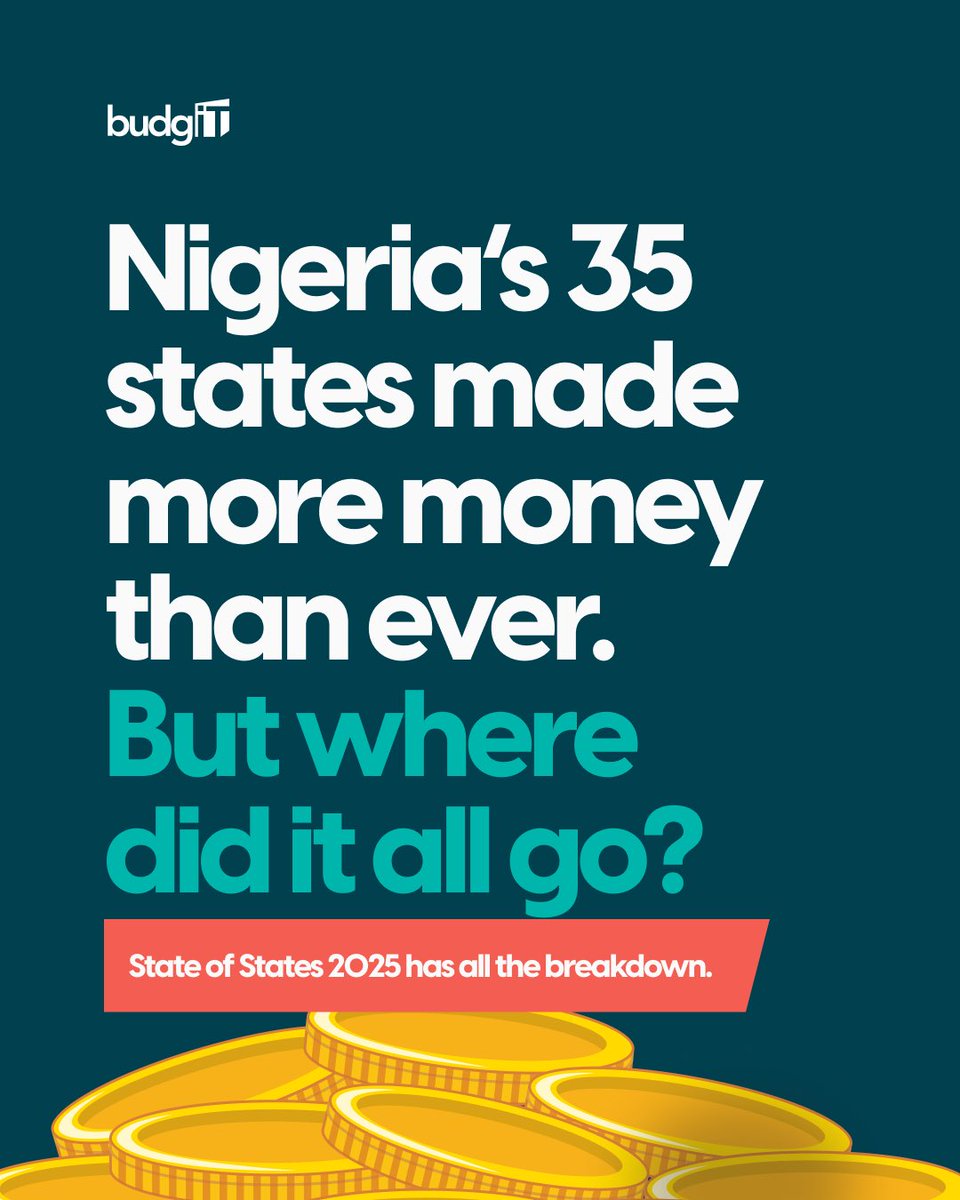 BudgITng's tweet image. In 2024, Nigerian states had more cash than at any time in history.
So why does everyday life still feel the same?

#GetInolved #AskQuestions 
#StateofStates2025