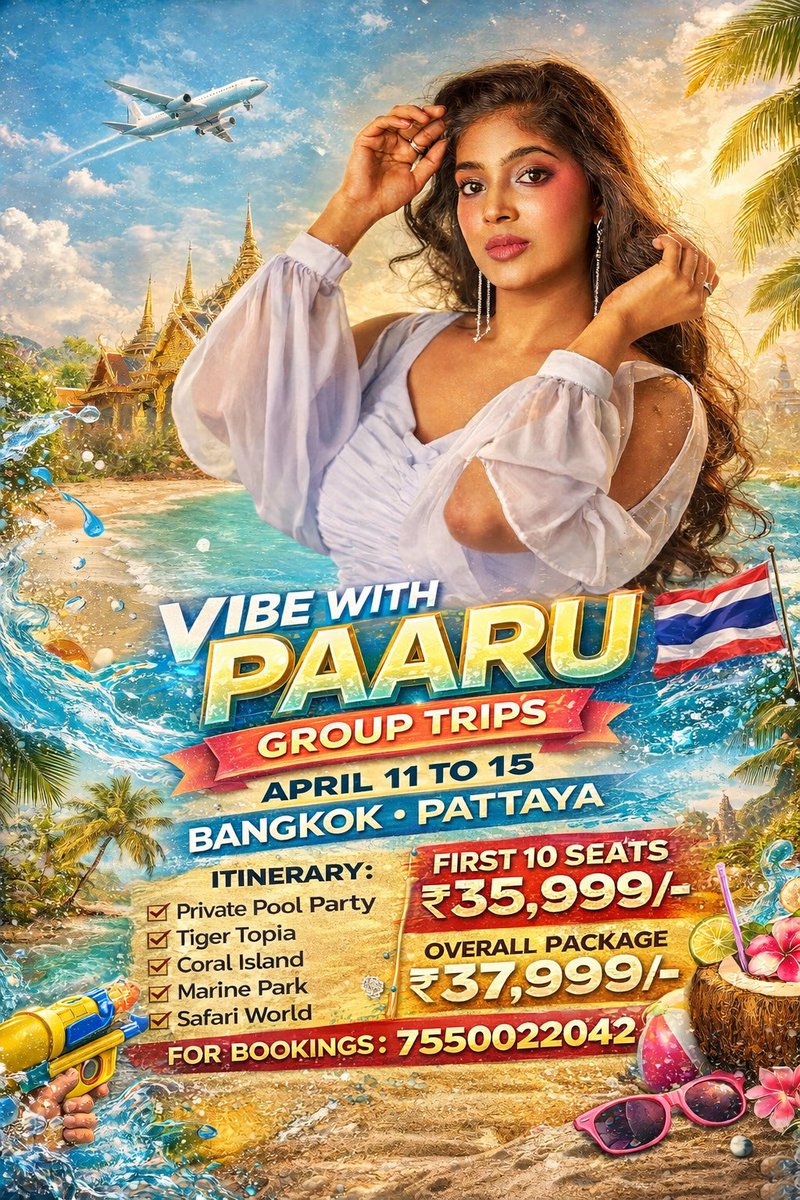 Ready to Join with me in #VibeWithPaaruGroupTrips !? To #Thailand Water Festival 2026 🇹🇭🔥 ?? #Songkran 

Travel 📅 : April 11 to 15 

For Bookings ☎️ : 7550022042