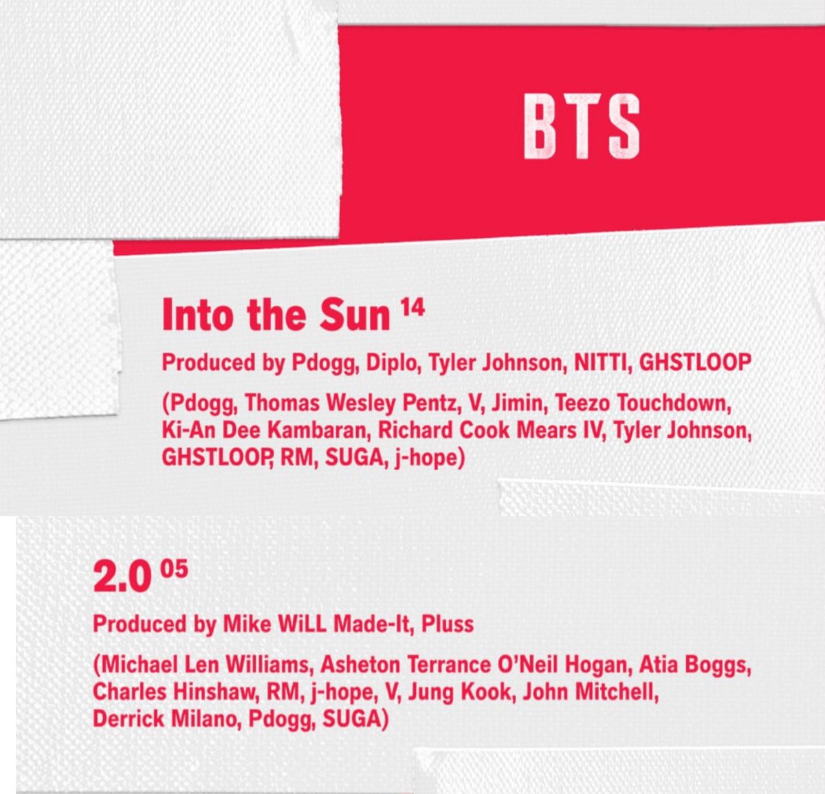 #V is credited as a songwriter/composer on 2 Songs from #BTS’ highly anticipated new album 'ARIRANG', out March 20! 💪✍️➡️👨‍🎤✖️2⃣🎶💿💥2⃣0⃣👑❤️‍🔥💜
1⃣ 2.0
2⃣ Into the Sun

#BTS_ARIRANG
#ARIRANG_TRACKLIST
BTS IS COMING <a href="/BTS_twt/">방탄소년단</a>