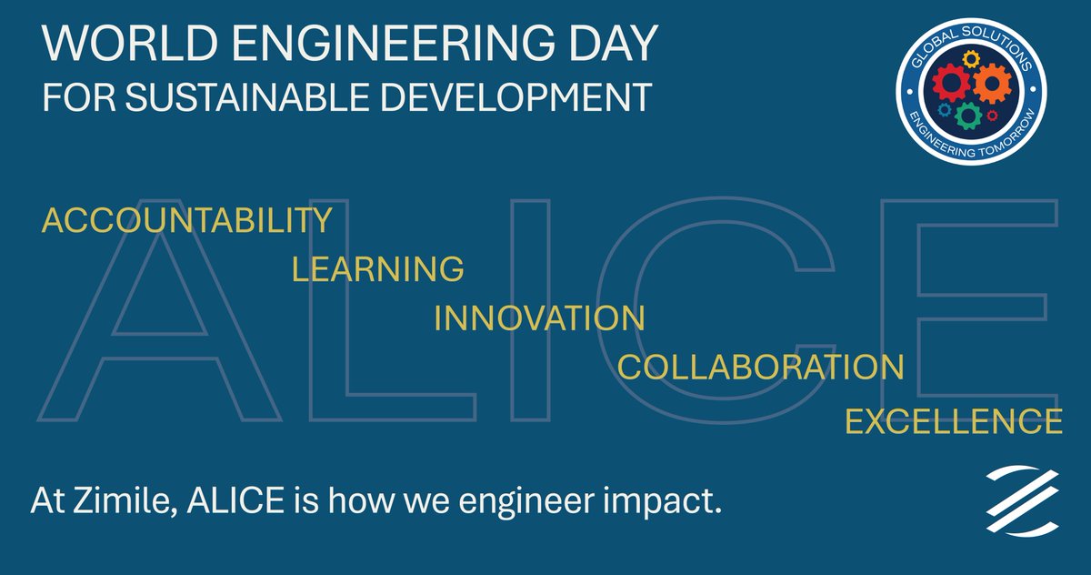 EngineersZimile's tweet photo. On World Engineering Day, we celebrate more than technical excellence. We celebrate the principles that shape how we think and lead.

Today we launch ALICE: Accountability, Learning, Innovation, Collaboration &amp; Excellence.
Not a campaign. A commitment to raise the bar, together. https://t.co/AE2SEtXNQg