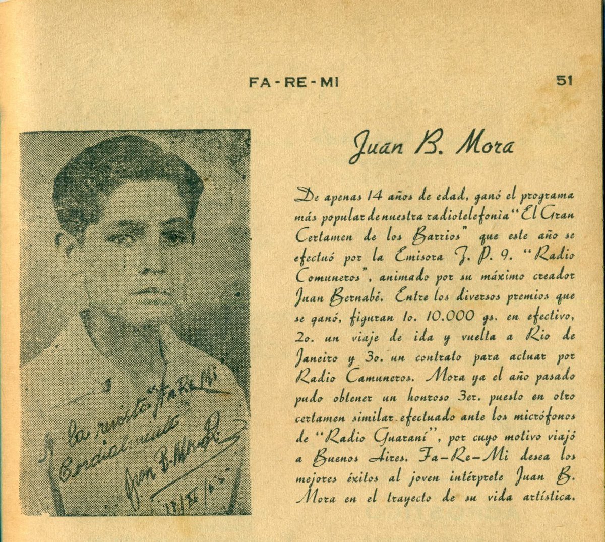 Juan B. Mora 🤍
es recordado por su aporte a la música folclórica paraguaya, con una voz y estilo característicos de la época.
🇵🇾
